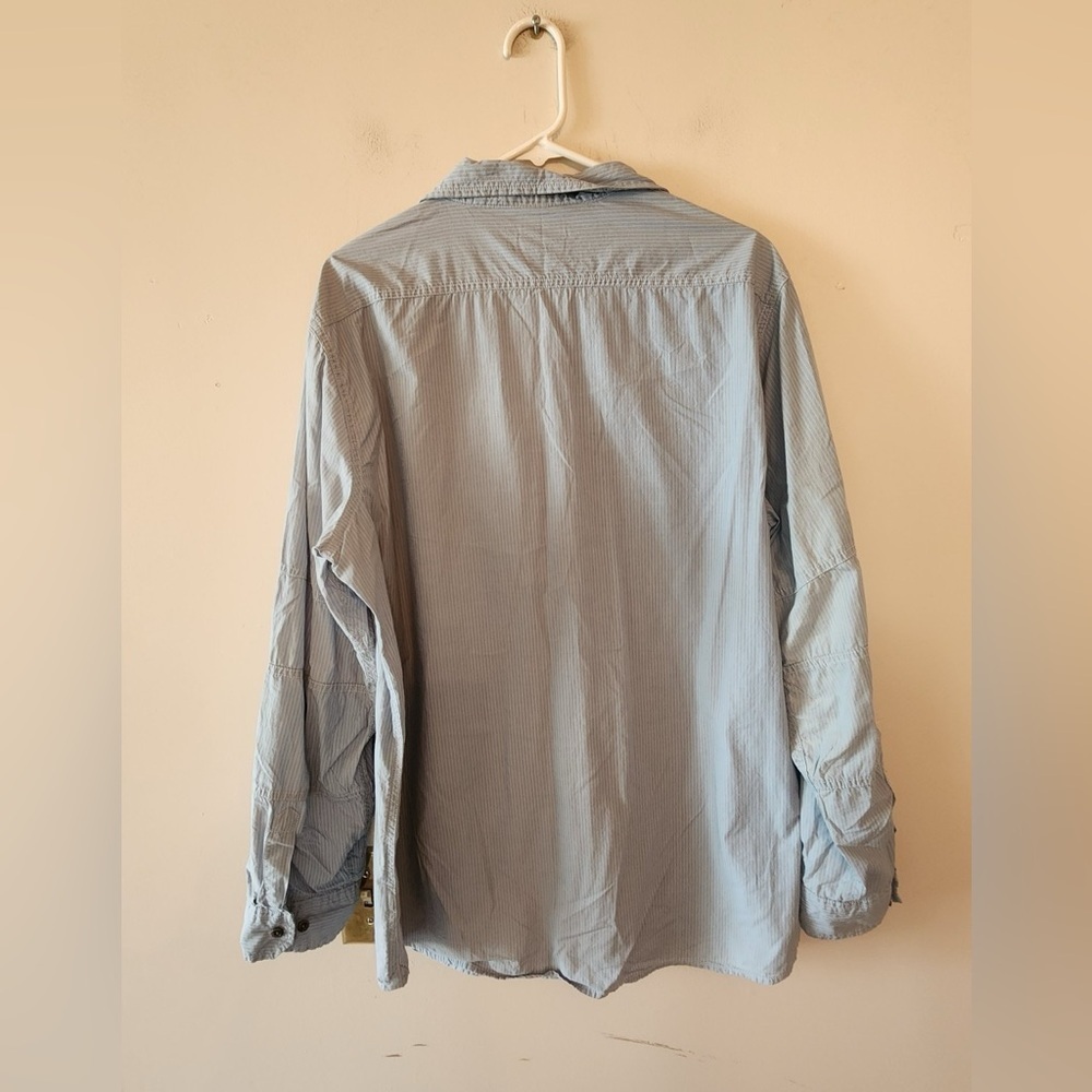 Rock & Republic L/S Button Up Shirt Zip Pockets 100% Cotton blue Men’s 2XL - Picture 4 of 5